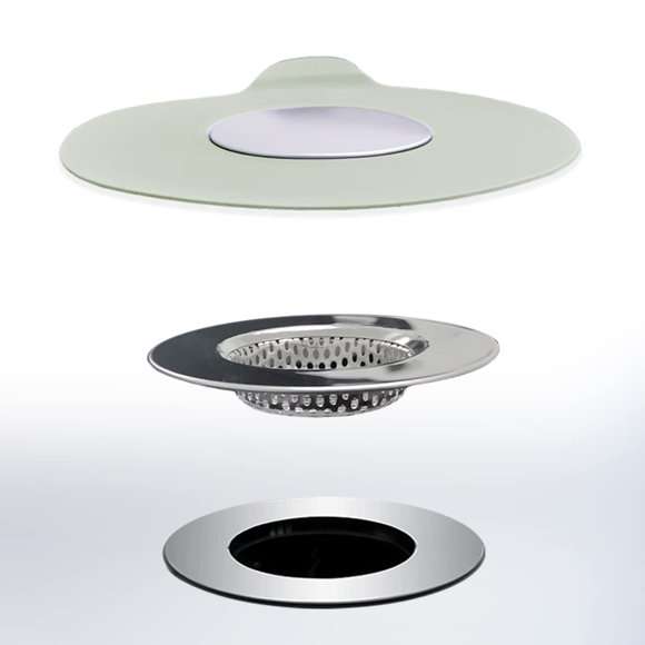 Juego de tapón y colador para bañera Seatery de silicona y acero