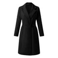 thumbnail image 3 of Women's Wool Coat Blouse Thin Coat Trench Long Jacket Ladies Slim Long Belt Elegant Overcoat Outwear Girls Western Wear Jackets Women Casual plus Size Womens Vests Outerwear Womens Shirt Jacket Satin, 3 of 4