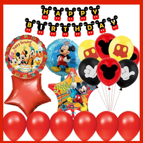 Mickey Mouse Birthday Party Set - Balloons & Banner! (19 Pieces)