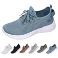thumbnail image 2 of NOKIO Women 𝖫a𝖼e Up Sneakers Lightweight Knit Sport Shoes Breathable Gym Workout Shoes Comfortable Soft Sole Running Shoes for Hiking Jogging Training Wear, 2 of 8