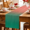 thumbnail image 5 of Red Green Ombre Table Runner 48 Inches Long Farmhouse Dress Scarves, Modern Art Gradient Orange Dining Tablerunner for Coffee Table/Kitchen Island/Party Décor, 13" x 48", 5 of 8