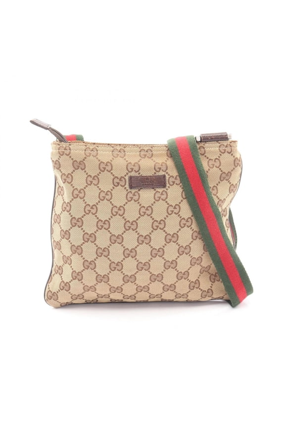 Pre-Owned Gucci GG Canvas Sherry Line Shoulder Bag/Handbag, and Leather, Women's,...
