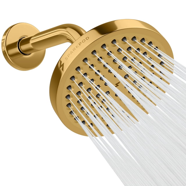 Cabezal de ducha de lluvia de 6 pulgadas con brazo de ducha de 6 pulgadas alta presión moderno lujo instalación sin herramientas en 1 minuto Oro Egipc