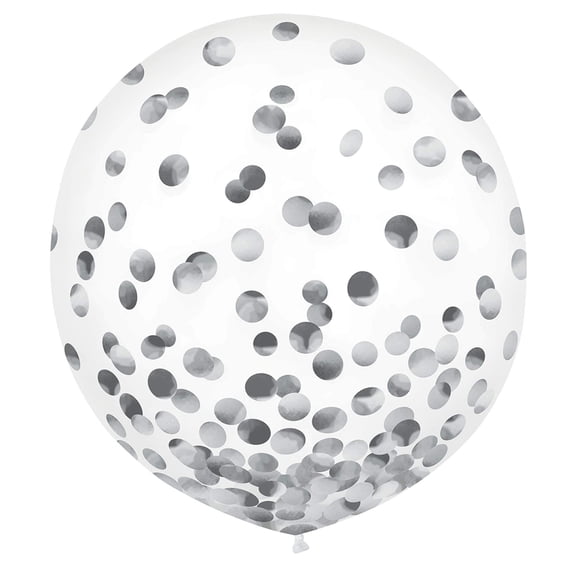 Silver Foil Dots 24-inch Confetti Balloon - 2 pcs