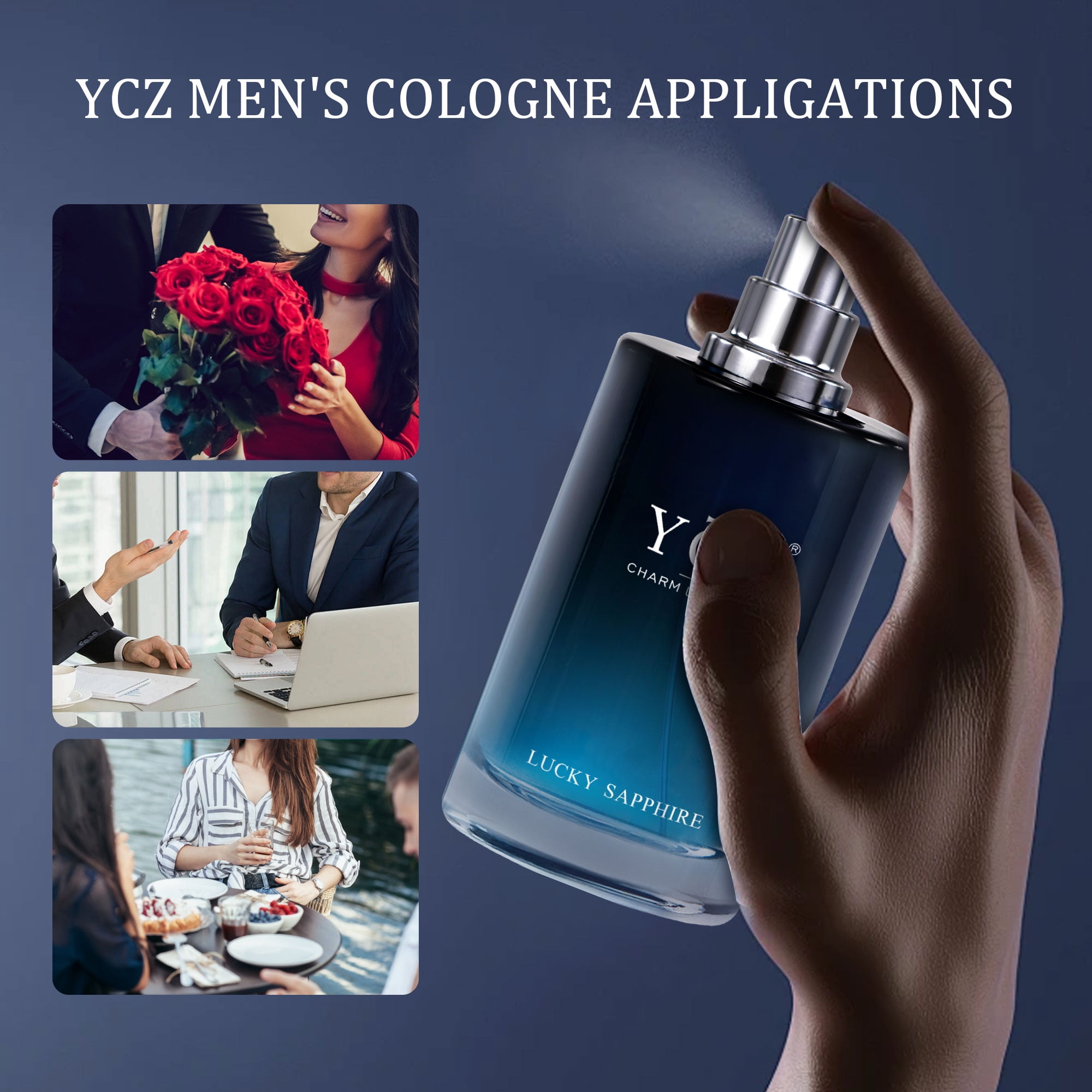 YCZ Lucky Men's Eau De Parfum, Long Lasting Scent, 1.7oz, Notes of