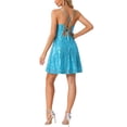 thumbnail image 3 of INSPIRE CHIC Vestido de Mujer con Brillo y Lentejuelas, Tirantes Espagueti, Espalda Descubierta, Vestido de Fiesta Mini, Talla XL, Azul, 3 of 6