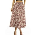 thumbnail image 2 of PUMISAS Summer Skirts For Women High Waisted Flowy Elastic Waistband Printed Skirts Casual Loose A-Line Long Pleated Skirts With Side Pockets, 2 of 9