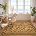thumbnail image 3 of Design&I 4'x6' Ultra Soft Area Rug, Ru Look Wicker Lattice Boho Border Door Front Doormat Entryway Flowing Dynamic None Fluffy Washable Non Shedding for Bedroom Living Room Home Office, 3 of 7