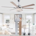 thumbnail image 2 of Cusp Barn 65" Vintage Crystal Shade Ceiling Fan with Lights and Remote Control, All Seasons DC Motor Reversible Fan with Lights, 2 of 16