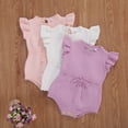 thumbnail image 6 of Seyurigaoka Newborn Wool Jumpsuit Baby Summer Fashion Casual Flying Sleeve Lace Up Romper, 6 of 7