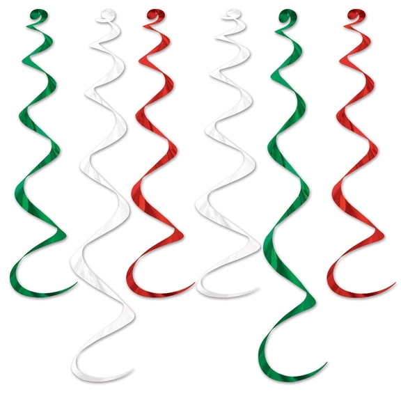 Beistle Assorted Red, White and Green Twirly Whirlys Decorations (Case of 36)