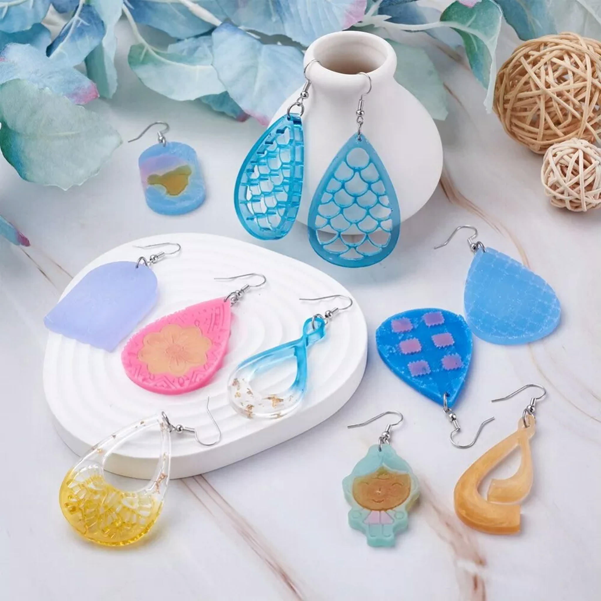 U8MO DIY Dangle Earring with 10pc Silicone Molds& 50pc Jump Rings &50pc Earring Hooks
