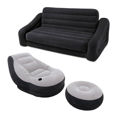 Intex Inflatable Queen Size Sofa Bed Lounge Chair Ottoman Set