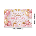 thumbnail image 7 of Pink Birthday Banner Decorative Party Background Golden Balloons for Celebration Event Indoor Decoration, 7 of 7