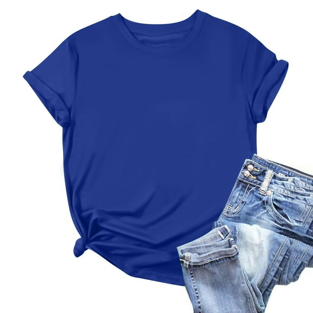 Weiqiqre Hauts pour Femmes Tendance Col Rond T-Shirt Basique - Hauts Mode Été Printemps - T-Shirts Surdimensionnés pour Femmes