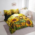 thumbnail image 3 of Homewish Yellow Rustic Sunflower 7 Pieces Bedding Comforter Set,Country Floral Plant Full Bedding Set,Yellow Green Fitted Sheet Flat Sheet For Girl,Luxury Bedroom Decor Reversible, 3 of 8