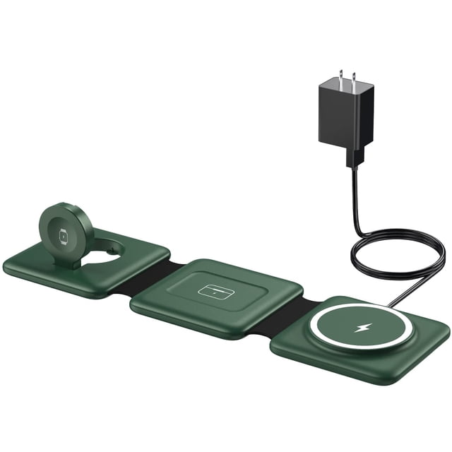 Cargador inalámbrico Iseyyox 3 en 1 para iPhone con soporte plegable