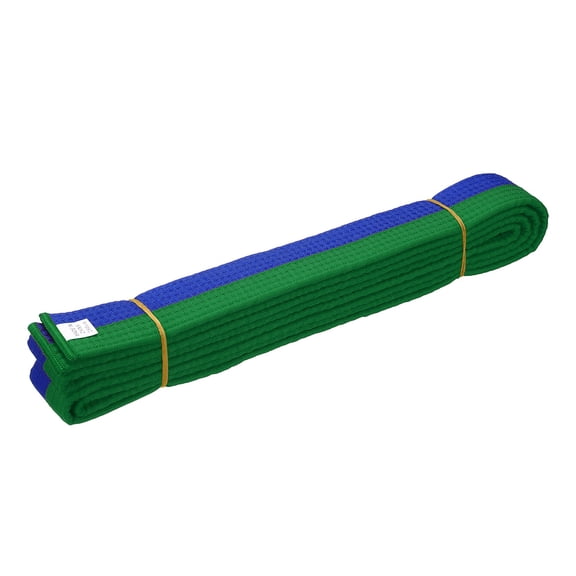 Uxcell Karate Belt, Martial Arts Ranking Belts Solid Cotton Double-Layered Core Long Soft Uniform Training Equipment Fitting for(Taekwondo/Karate/Judo/BJJ/Competition) 9.2ft & Green/Blue