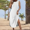 thumbnail image 2 of Robe d'Été pour Femmes Robe Longue Décontractée Ourlet Fendu Robe Imprimée Florale Boho, 2 of 5