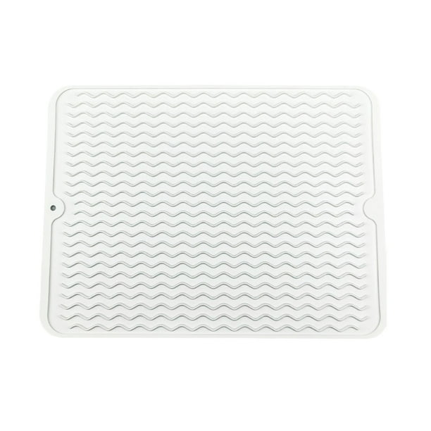 Alfombrilla de silicona para secar platos, escurridor de platos para cajón de refrigerador. blanco