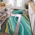 thumbnail image 2 of Teal Gold Marble Pattern Kitchen Rugs Sets Of 3,Kitchen Runner Rugs Non Skid Washable,Decorative Kitchen Floor Mats for Kitchen,Sink,Laundry,17"x30"+ 17"x47" + 17"x59", 2 of 6