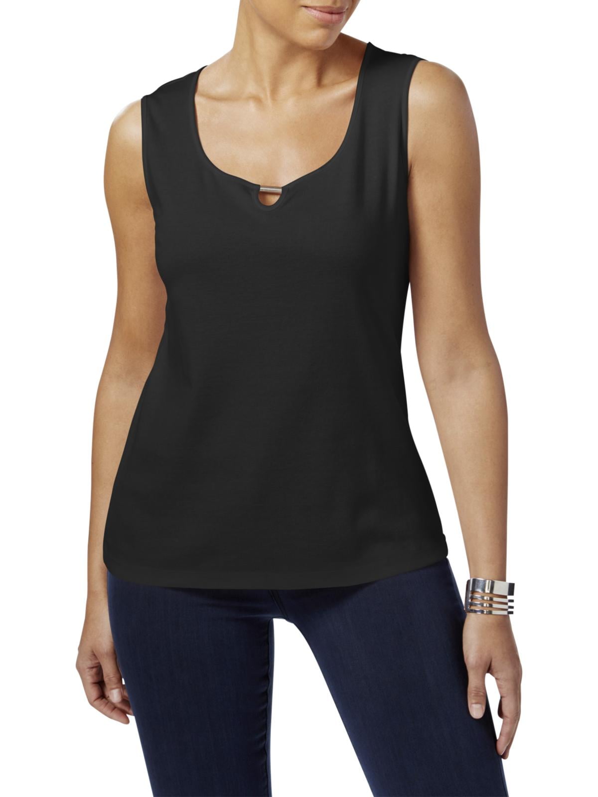 Karen Scott Womens Keyhole Sleeveless Tank Top