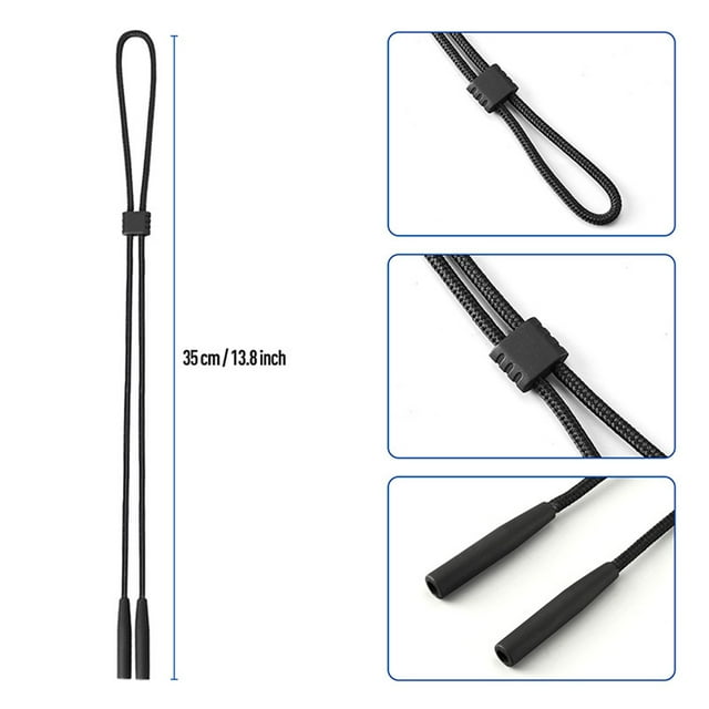 Vwrxbz Sangle de Lunettes Réglable Retenue de Lunettes en Nylon Support de Lunettes de Soleil Cordon de Cou Antidérapant Lanière de Lunettes de Lecture 2 Pack