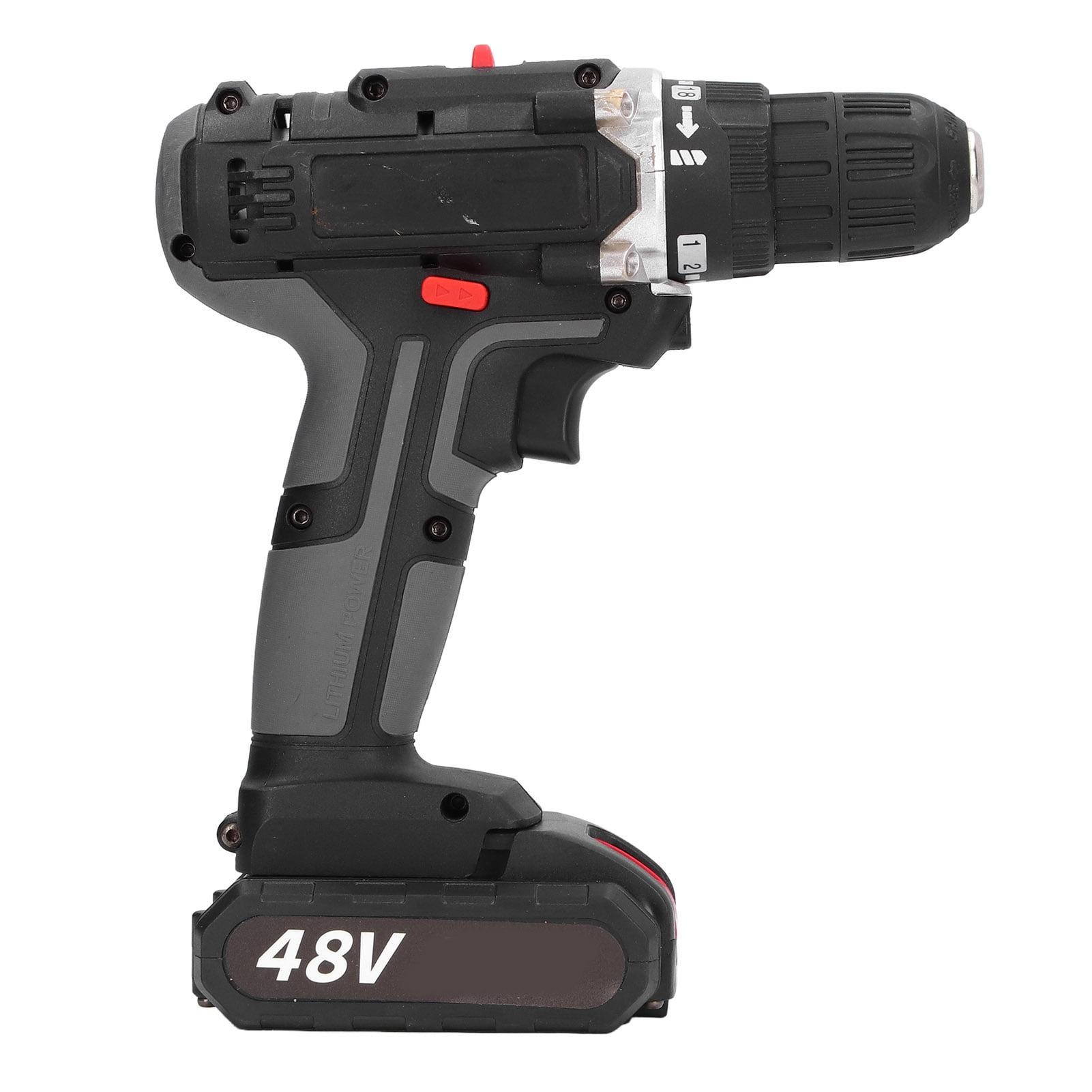 Brushless, Smart Control Cordless Drill Set 48V AC, High Speed and Torsion, 2 Batteries for Wood, Aluminum, Steel Drilling, LED On and Open