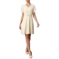 thumbnail image 2 of INSPIRE CHIC Short Sleeve Dress for Women's V Neck Petal Sleeve Dressy Casual Midi Dresses with Belt M Beige, 2 of 6