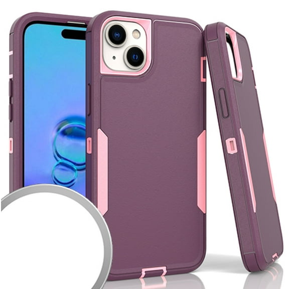 Compatible for iPhone 15 6.1" Slim Tough Hybrid Phone Cover Case - Purple