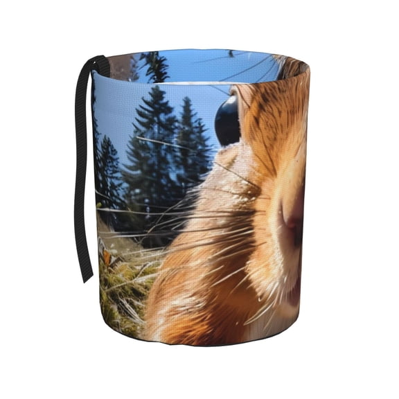 Fuzoiu Close-Up Curious Squirrel Print Car Trash Can,Leakproof Car Trash Can,Hanging Garbage Bin,Vehicle Trash Can, Suitable for Sedans, SUVs, MPVs & Trucks