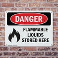 thumbnail image 4 of (2 Pack) Flammable Liquids Stored Here OSHA Danger Sign 18 Inch X 12 Inch Indoor / Outdoor Rust-Free Aluminum Metal Signs for Workplace, Workshop, and Construction Site, Made in the USA, 4 of 8