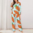 thumbnail image 2 of Fotbe Cartoon Carrot Conjunto de Pijama de Manga Larga para Mujer con Estampado, Ropa de Dormir de 2 Piezas, Conjunto de Casa Suave y Cómodo con Bolsillos-Small, 2 of 7