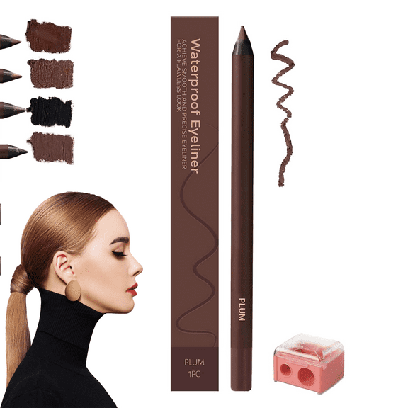 Eyeliner Pencil Waterproof Duo Chocolate and Plum,24 Hr Waterproof Eyeliner Duo Sharpenable Eye Pencil for Daily Makeup,Long Lasting,No Smudging, No Fading,Duo Sharpenable waterproof Eye pencil (A)