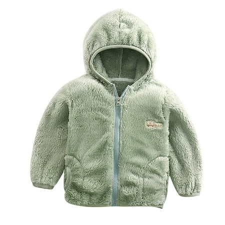 

B91xZ Baby Girl Clothes Toddler Kids Baby Girls Boys Casual Zip Up Solid Fleece Jacket Coat Long Sleeve Lightweight Lightweight Jacket for Kids Green 6-7 Years