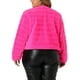 thumbnail image 3 of Chaqueta recortada de mujer plus size Agnes Orinda, abrigo de invierno de piel sintética esponjosa, 3X color rosa intenso, 3 of 6