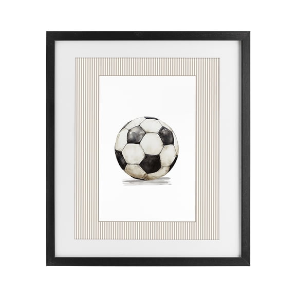 Stupell Industries Traditional Vintage Sports Soccer Ball Black Framed Print Under Glass, 13 x 16, by Christine Simpson Art