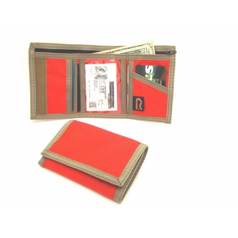Mens Leather Trifold Wallet - Brown, Black, Red - Made in USA