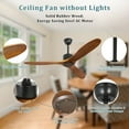 DingLiLighting 52" Wood Ceiling Fan No light with Remote 3Blade Modern