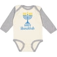 thumbnail image 3 of Inktastic Happy Hanukkah with Blue Menorah Boys or Girls Long Sleeve Baby Bodysuit, 3 of 5