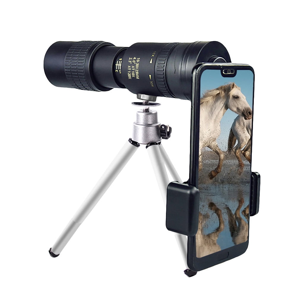 Monocular Telescope for Smartphone Monocular Telescope with Smartphone Adapter Tripod for Bird Camping Watching 4K 10-300X40Mm Super Telephoto Zoom Monocular Telescope 
