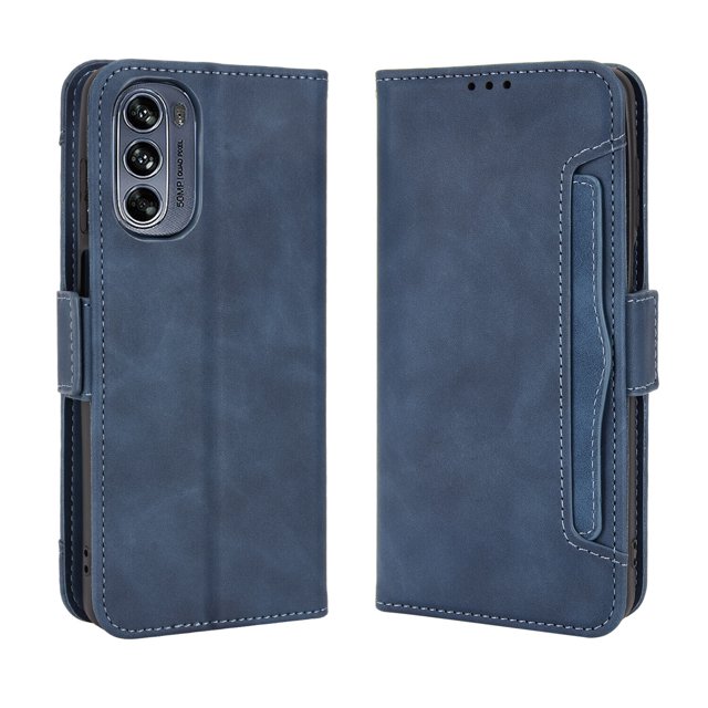 Case for Motorola MOTO G62 5G Cover Adjustable Detachable Card Holder Magnetic closure Leather Wallet Case - Blue