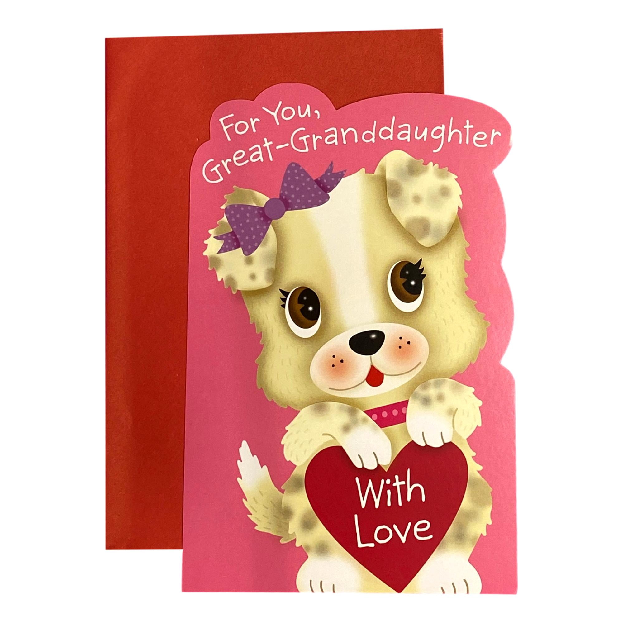 Valentine's Day Greeting Card for Grand daughter - For You,  Great-Granddaughter with Love; Puppy - Walmart.com