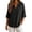 Black, variant on Women's Short Sleeve T-Shirt, Casual Linen Cotton Blend Lapel Top, Lightweight Breathable Soft Fabric for Daily Wear