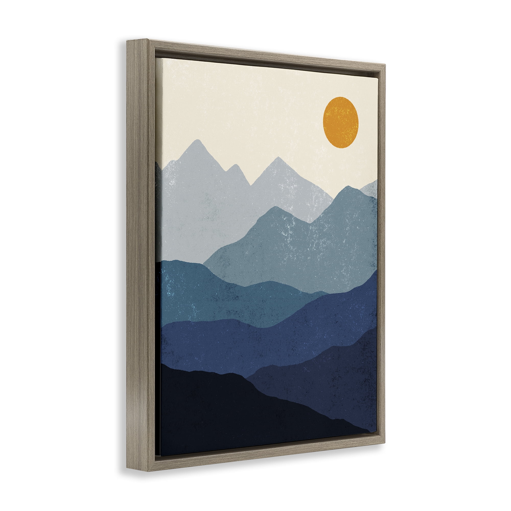 Stupell Industries The Dawn Over Mountains Abstract Painting Brown Floater Framed Canvas Art Print Wall Art, 17 x 21