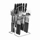 thumbnail image 1 of Xiao Hua Juego de cubiertos de acero inoxidable de 24 piezas con soporte para 7 personas, color plateado y negro., 1 of 5