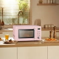 thumbnail image 2 of Costway 0.7 Cu.ft Retro Countertop Microwave Oven 700W LED Display Glass Turntable Pink, 2 of 10