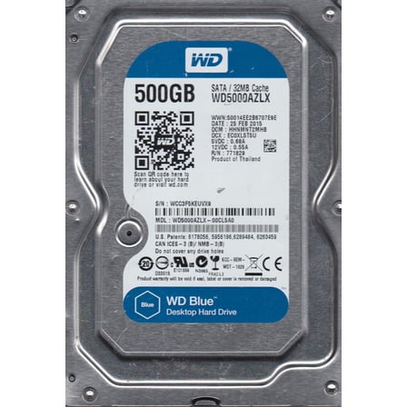 WD5000AZLX-00CL5A0, DCM HHNMNT2MHB, Western Digital 500GB SATA 3.5 Hard Drive
