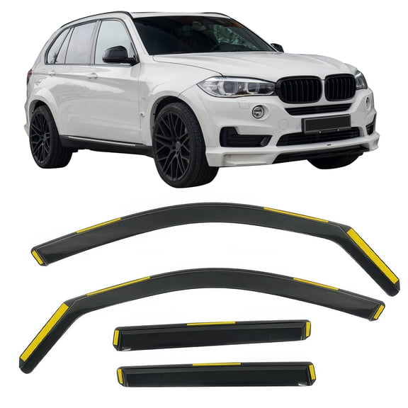 Ikon Motorsports Window Visors Fits 2014-2018 BMW F15 X5 & 2015-2018 BMW F85 X5M, In Channel Style Injection PC Black Rain Guards, Side Window Wind