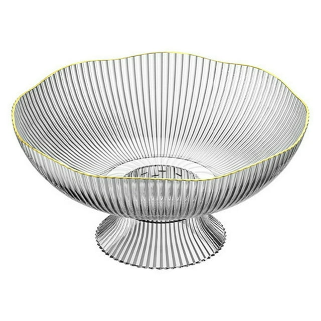 Draining Fruit Plate Plastic Footed Fruit Bowl Luxurious With Draining Hole For Household For Coffee Table Green Gray Transparent
